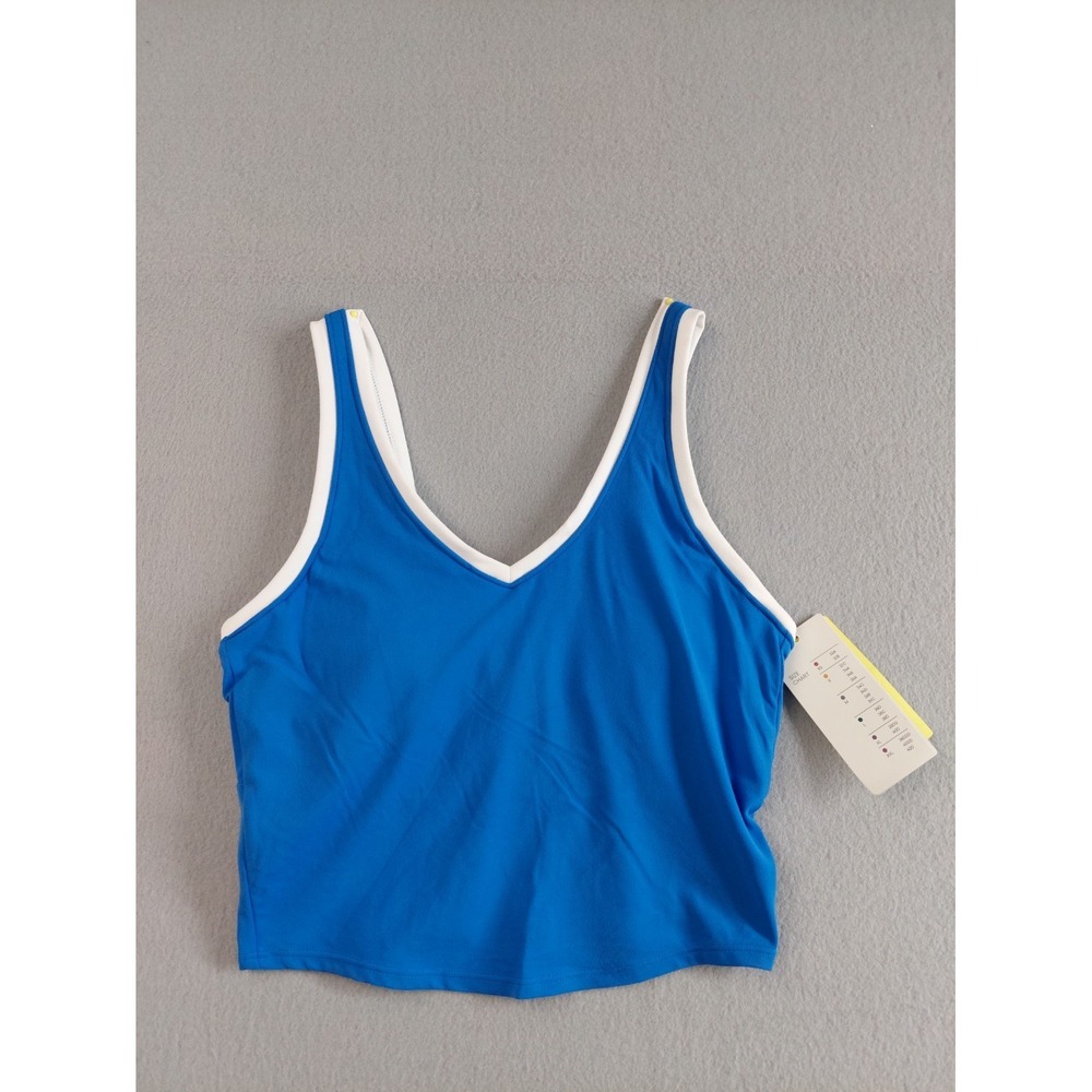 All In Motion Women‎ Sport Bra XS Blue V Neck White Trim Varsity Light Support - Picture 8 of 15